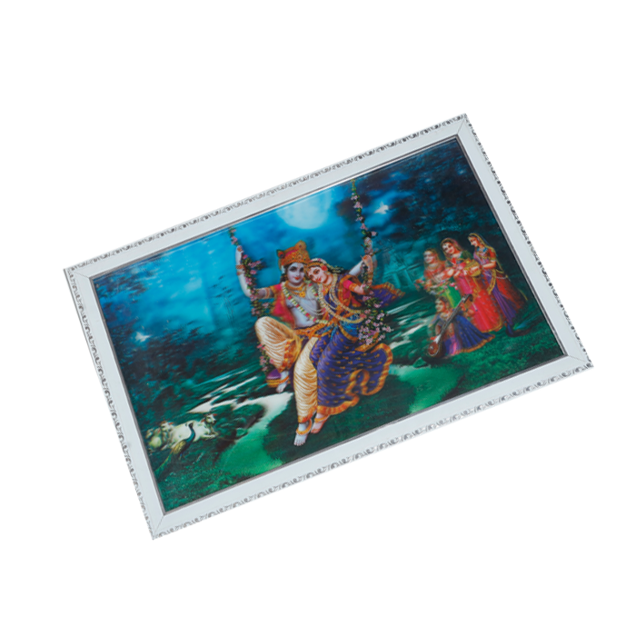 Goddess Radha And Lord Krishan Photo Frame - 17 × 25 Inches | For Pooja Temple | Home Decor And Gifts