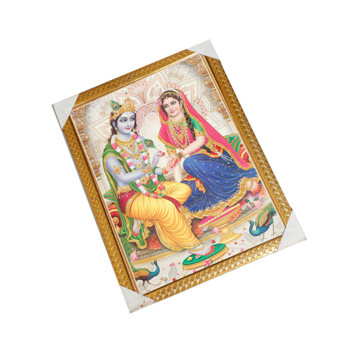 Goddess Radha And Lord Krishan Photo Frame - 26 × 20 Inches | For Pooja Temple | Home Decor And Gifts