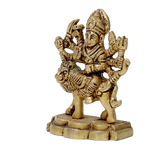 Brass Murti Goddess Durga Mata Is Sitting On Lion - 3 × 2 Inches | For Pooja Temple | Home Decor | Office & Mandir Decoration And Gifts