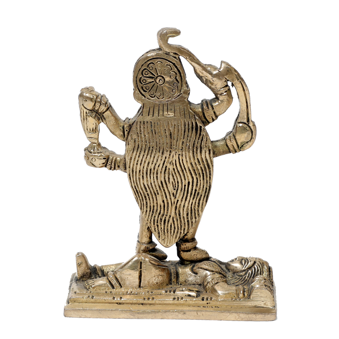 Brass Murti Goddess Kali Mata Standing On Lord Shiva - 4.2 × 3.3 Inches | For Pooja Temple | Home Decor | Office & Mandir Decoration And Gifts