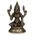 Brass Murti Goddess Lakshmi Is Sitting On Throne - 5 × 3.5 Inches | For Pooja Temple | Home Decor | Office & Mandir Decoration And Gifts