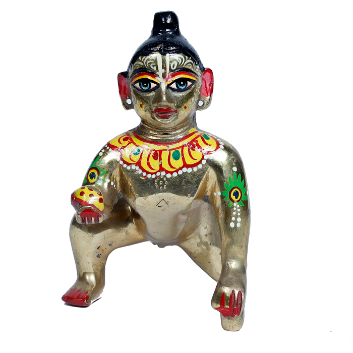 Brass Murti Laddu Gopal Shringar | Laddu Gopal For Janmashtami Special - 6 × 4 Inches | For Pooja Temple | Home Decor | Office & Mandir Decoration And Gifts