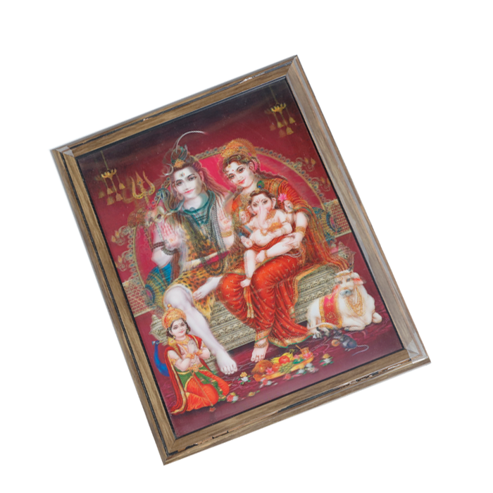 Lord Shiva Family Photo Frame - 17 × 13 Inches | For Pooja Temple | Home Decor And Gifts