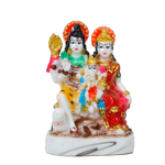Lord Shiva Family Is Sitting On The Throne | Marble Dust Murti Idol - 4 × 3 Inches | For Pooja Temple | Home Decor | Office Decoration | Mandir Decoration And Gifts