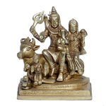 Brass Murti Lord Shiva Family | God Shiva, Parvati, Ganesh And Kartikeya Murti - 6 × 5 Inches | For Pooja Temple | Home Decor And Gifts