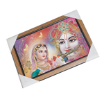 Goddess Radha And Lord Krishan Photo Frame - 20 × 15 Inches | For Pooja Temple | Home Decor And Gifts