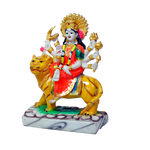 Goddess Durga Mata Is Sitting On The Lion | Marble Dust Murti Idol - 6 × 5 Inches | For Pooja Temple | Home Decor | Office Decoration | Mandir Decoration And Gifts