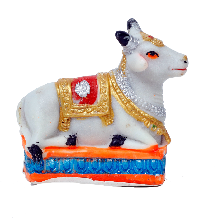Nandi Is Sitting On The Throne | Pooja Mandir Murti Idol - 3 × 3 Inches | For Pooja Temple | Home Decor | Office Decoration | Mandir Decoration And Gifts