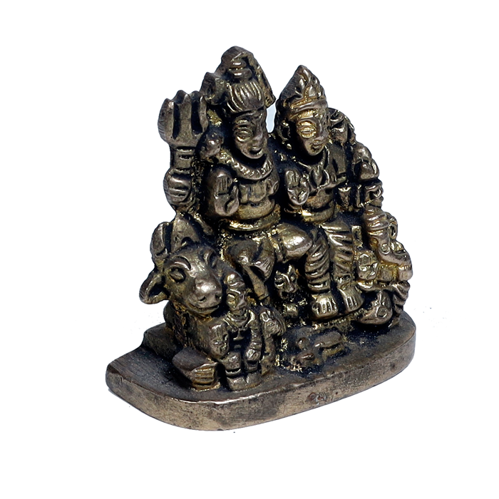Brass Murti Lord Shiva Family | God Shiva, Parvati, Ganesh And Kartikeya Murti - 3 × 3 Inches | For Pooja Temple | Home Decor | Office & Mandir Decoration And Gifts