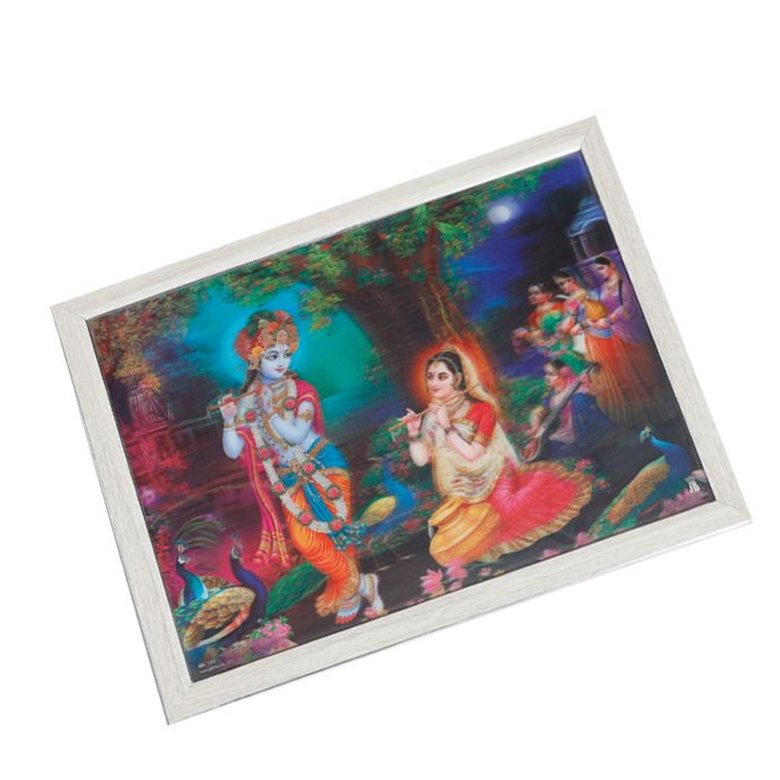 Goddess Radha And Lord Krishan Photo Frame - 13 × 17 Inches | For Pooja Temple | Home Decor And Gifts