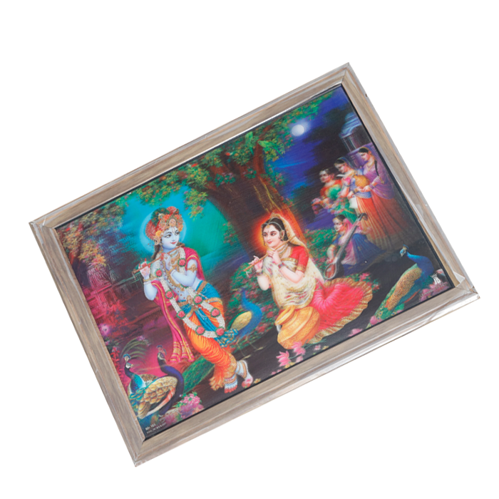 Goddess Radha And Lord Krishan Photo Frame - 17 × 13 Inches | For Pooja Temple | Home Decor And Gifts
