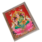 Goddess Lakshmi Mata Is Sitting On Lotus Flower Photo Frame - 17 × 13 Inches | For Pooja Temple | Home Decor And Gifts