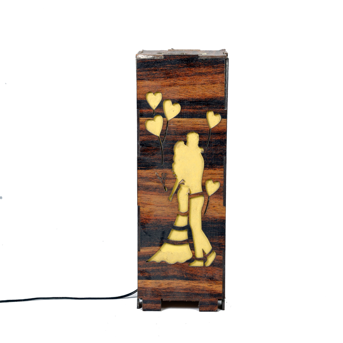Arton Led Starlight Wooden Night Lamp - 12 × 4 Inches | Home Decoration | Wooden Table Lamp | Living Room Bedroom Bedside Lamp And Gift For Bride