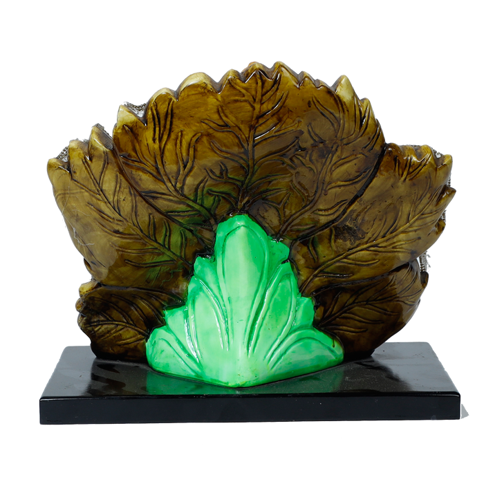 Lord Ganesha Is Sitting On The Paan Leaf | Marble Dust Murti Idol - 10 × 9 Inches | For Pooja Temple | Home Decor | Office Decoration | Mandir Decoration And Gifts