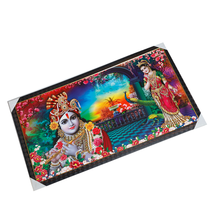 Goddess Radha And Lord Krishan Photo Frame - 21 × 39 Inches | For Pooja Temple | Home Decor And Gifts