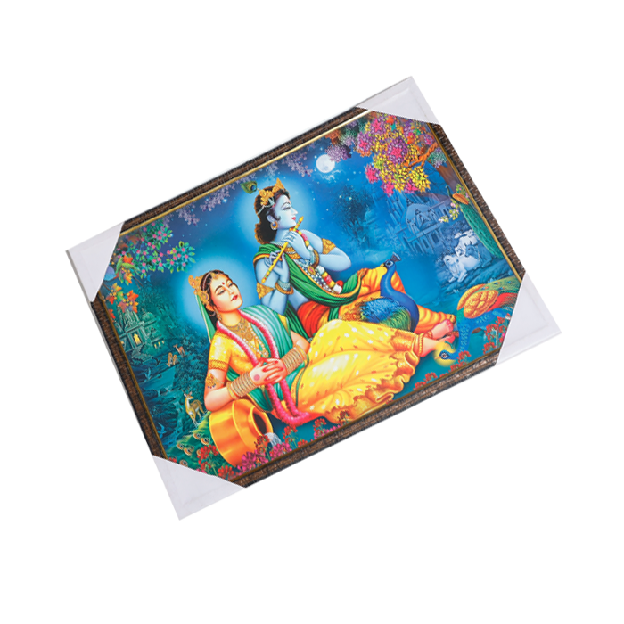 Goddess Radha And Lord Krishan Photo Frame - 25 × 19 Inches | For Pooja Temple | Home Decor And Gifts