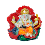 Lord Ganesha Is Sitting On Throne | Marble Dust Murti Idol - 3 x 3 Inches | For Pooja Temple | Home Decor | Office Decoration | Mandir Decoration And Gifts