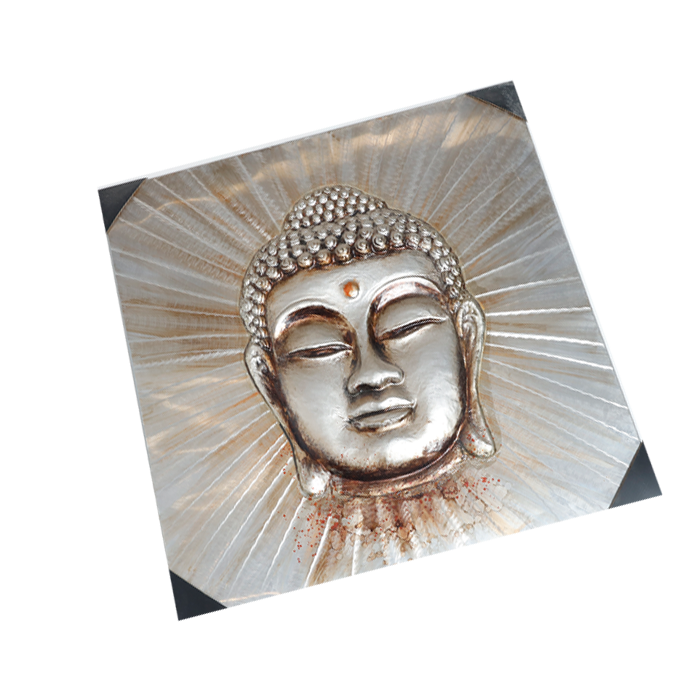 Lord Gautam Buddha Handmade Wall Painting Photo Frame - 32 × 31 Inches | For Pooja Temple | Home Decor And Gifts