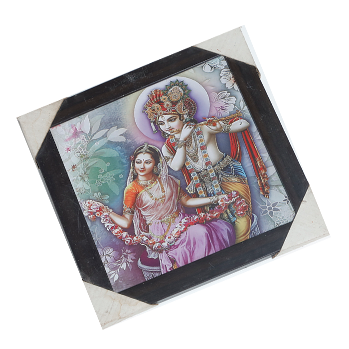 Goddess Radha And Lord Krishan Photo Frame - 11 × 11 Inches | For Pooja Temple | Home Decor And Gifts