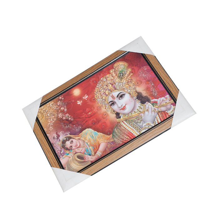 Goddess Radha And Lord Krishan Photo Frame - 20 × 15 Inches | For Pooja Temple | Home Decor And Gifts