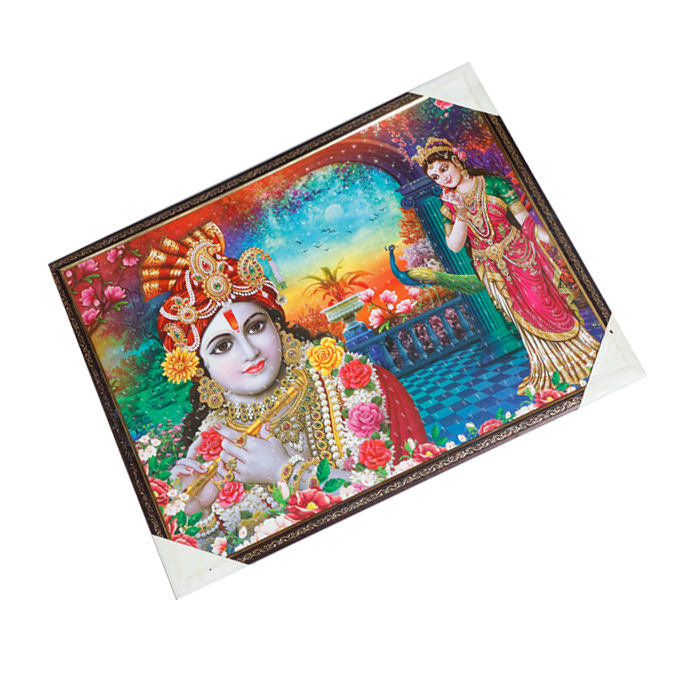 Goddess Radha And Lord Krishan Photo Frame - 25 × 19 Inches | For Pooja Temple | Home Decor And Gifts