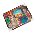 Goddess Radha And Lord Krishan Photo Frame - 25 × 19 Inches | For Pooja Temple | Home Decor And Gifts