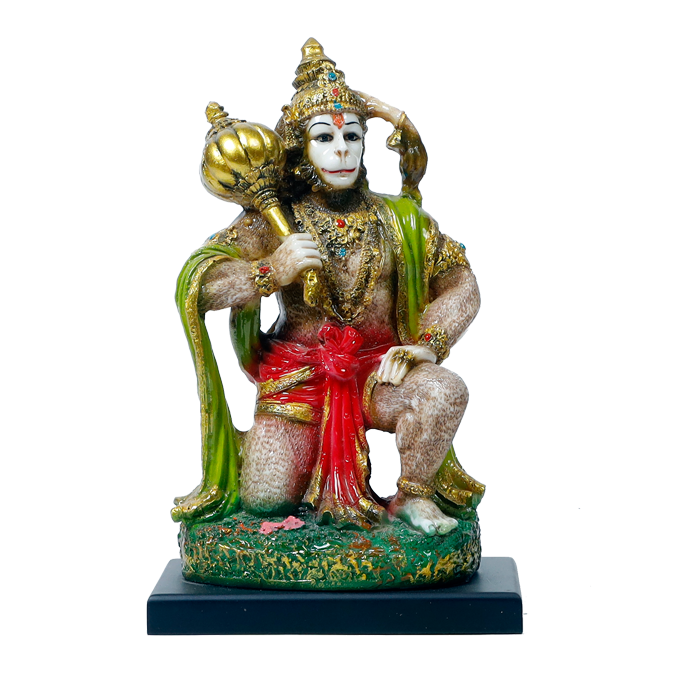 Lord Veer Bajrang Bali Hanuman Ji Marble Dust Murti Idol - 9 x 5 Inches | For Pooja Temple | Home Decor | Office Decoration | Mandir Decoration And Gifts