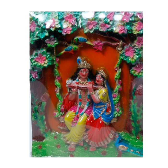 Lord Krishana And Goddess Radha Photo Frame - 16 × 12 Inches | For Pooja Temple | Home Decor | Office & Mandir Decoration And Gifts