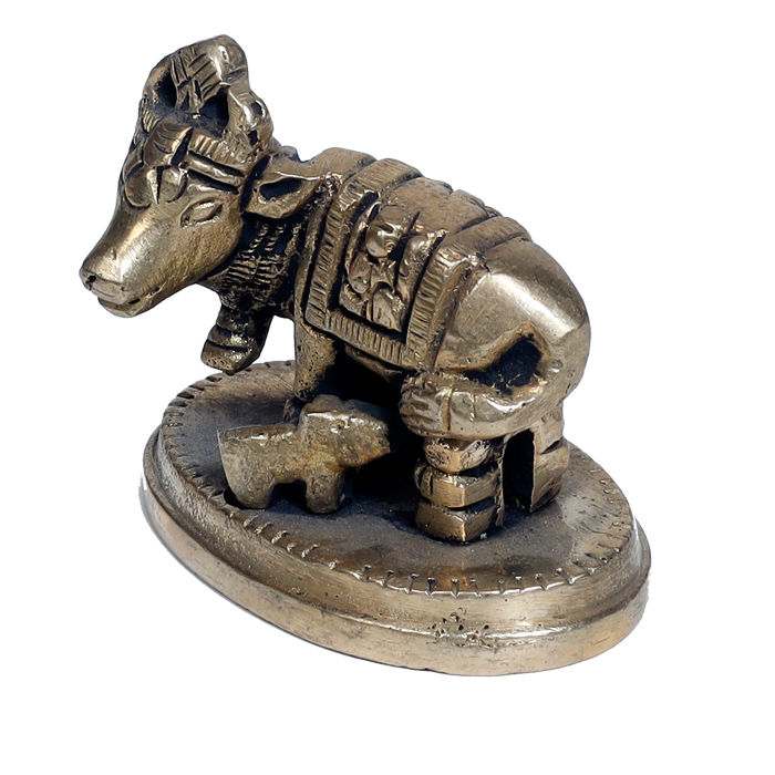 Brass Murti 1 No. Cow And Collins - 1.5 × 2.5 Inches | For Pooja Temple | Home Decor | Office & Mandir Decoration | Vastu & Spiritual Decor, Ideal for Worship And Gifts