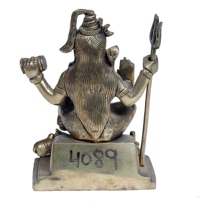 Brass Murti Lord Shiva Is Sitting On Throne - 6 × 5 Inches | For Pooja Temple | Home Decor | Office & Mandir Decoration And Gifts