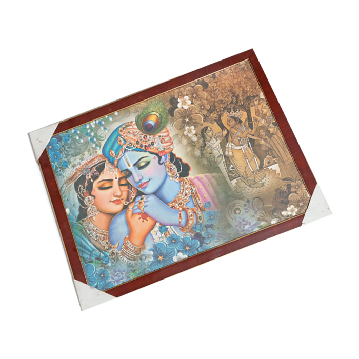 Goddess Radha And Lord Krishan Photo Frame - 26 × 20 Inches | For Pooja Temple | Home Decor And Gifts