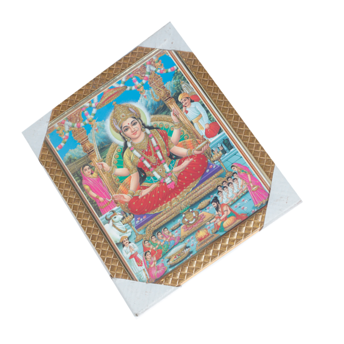 Goddess Santoshi Mata Hindu Photo Frame - 11 × 10 Inches | For Pooja Temple | Home Decor And Gifts
