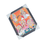 Goddess Lakshmi Mata, Lord Ganesha, Goddess Saraswati Mata, Lord Vishnu And Dhan Kubera Photo Frame - 11 × 10 Inches | For Pooja Temple | Home Decor And Gifts