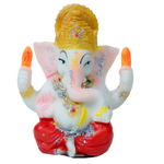 Lord Ganesha Is Sitting On Throne | Solid Plastic Murti Idol - 4 x 3 Inches | For Pooja Temple | Home Decor | Office Decoration | Mandir Decoration And Gifts