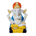 Lord Ganesha Is Sitting On The Stool | Marble Dust Murti Idol - 5 × 3 Inches | For Pooja Temple | Home Decor | Office Decoration | Mandir Decoration And Gifts