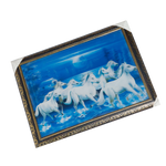7 Running Vastu Shastra White Horse 3D Photo Frame - 14 × 17 Inches | For Home Decor And Gifts