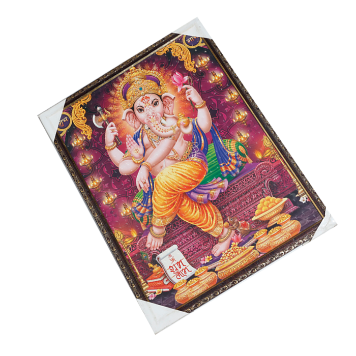 Lord Ganesha Photo Frame - 17 × 25 Inches | For Pooja Temple | Home Decor And Gifts