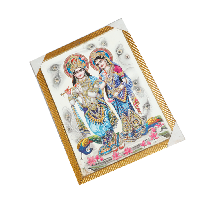 Goddess Radha And Lord Krishan Photo Frame - 26 × 20 Inches | For Pooja Temple | Home Decor And Gifts