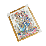 Goddess Radha And Lord Krishan Photo Frame - 26 × 20 Inches | For Pooja Temple | Home Decor And Gifts