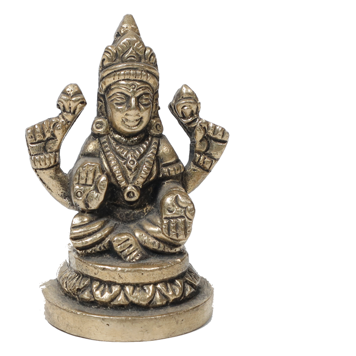 Brass Murti Lakshmi Ji Is Sitting On Throne - 3 × 2.5 Inches | For Pooja Temple | Home Decor | Office & Mandir Decoration And Gifts