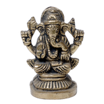 Brass Murti Lord Ganesha Is Sitting On Throne - 2.5 × 2 Inches | For Pooja Temple | Home Decor | Office & Mandir Decoration And Gifts