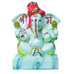 Lord Ganesha Is Sitting On The Stool Marble Dust Murti Idol - 7 × 4 Inches | For Pooja Temple | Home Decor | Office Decoration | Mandir Decoration And Gifts
