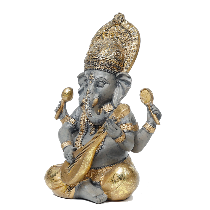 Lord Ganesha Is Sitting Is Sitting On Throne | Terracotta Clay Murti Idol - 9 × 5 Inches | For Pooja Temple | Home Decor | Office Decoration | Mandir Decoration And Gifts