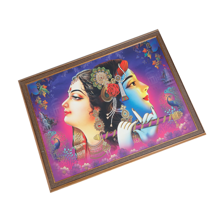 Goddess Radha And Lord Krishan Photo Frame - 26 × 20 Inches | For Pooja Temple | Home Decor And Gifts