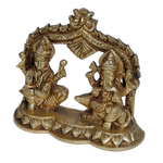 Brass Murti Goddess Lakshmi And Lord Ganesha - 4.5 × 4.5 Inches | For Pooja Temple | Home Decor | Office & Mandir Decoration And Gifts