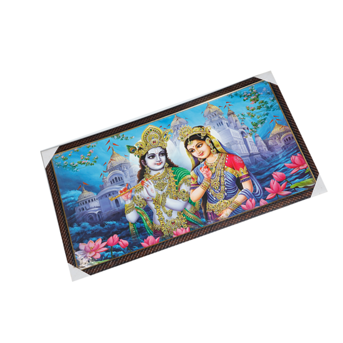 Goddess Radha And Lord Krishan Photo Frame - 21 × 39 Inches | For Pooja Temple | Home Decor And Gifts