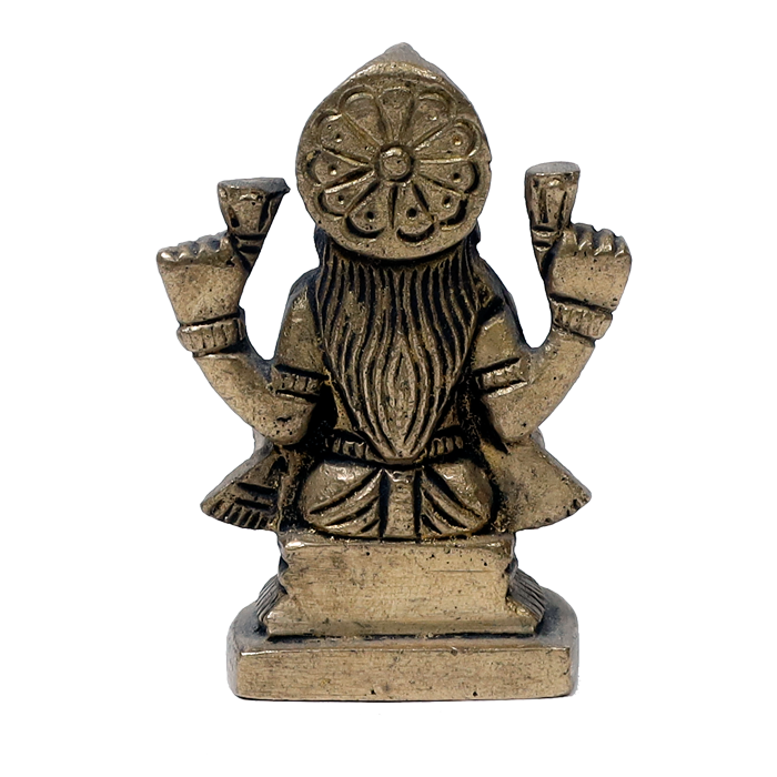 Brass Murti Goddess Lakshmi Ji Is Sitting On The Stool - 2.5 × 2 Inches | For Pooja Temple | Home Decor | Office & Mandir Decoration And Gifts