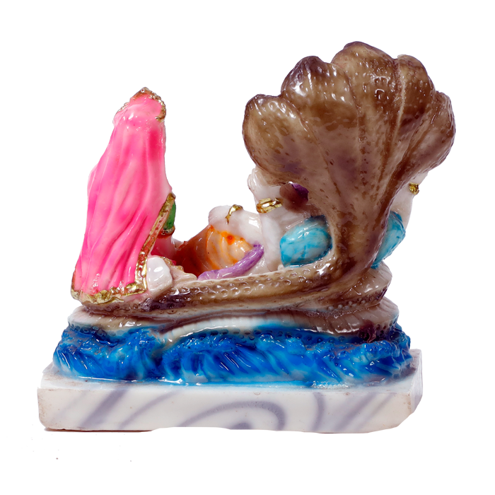 Lord Vishnu & Goddess Lakshmi Mata Is Sitting On Throne | Marble Dust Murti Idol - 5 x 4 Inches | For Pooja Temple | Home Decor | Office Decoration | Mandir Decoration And Gifts