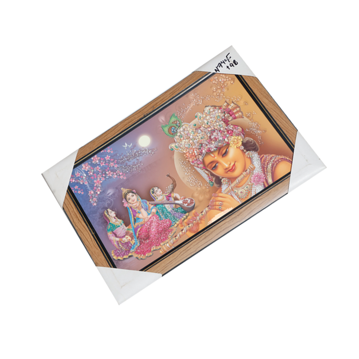 Goddess Radha And Lord Krishan Photo Frame - 20 × 15 Inches | For Pooja Temple | Home Decor And Gifts