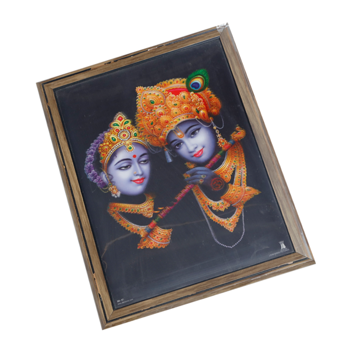 Goddess Radha And Lord Krishan Photo Frame - 17 × 13 Inches | For Pooja Temple | Home Decor And Gifts